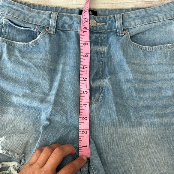 Simple Society Light Wash Distressed High Rise Straight Leg Jeans - Picture 6 of 10